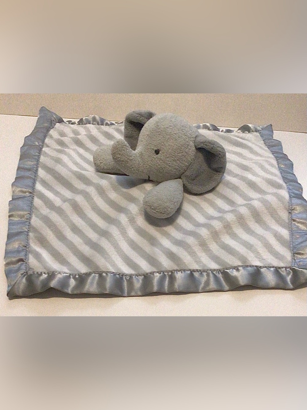Cloud Island Lovey small blanket Gray Elephant Safety Blankey Satin 13” Target